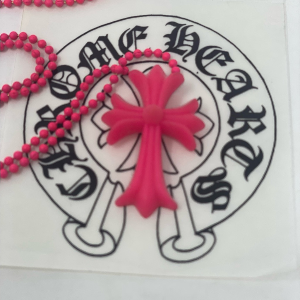 New Chrome Hearts Fno Pink Rubber Ch Cross Limited Edition Necklace